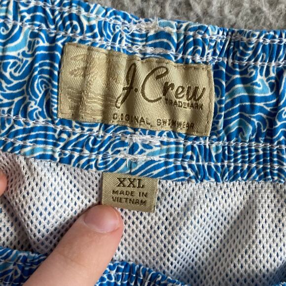 J. Crew Swim Suit Shorts 2XL Drawstring Bult In Brief Blue Pockets Trunks XXL - Picture 7 of 16